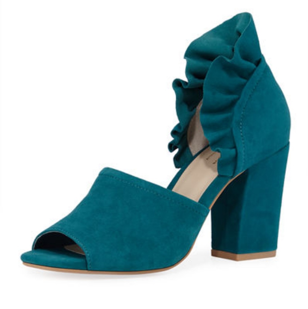 Seychelles Tropical Ruffled Suede Heeled Sandals